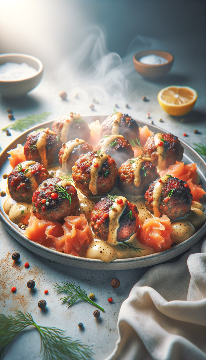 Recipe picture of Safari Meatballs with Smoked Salmon Sauce