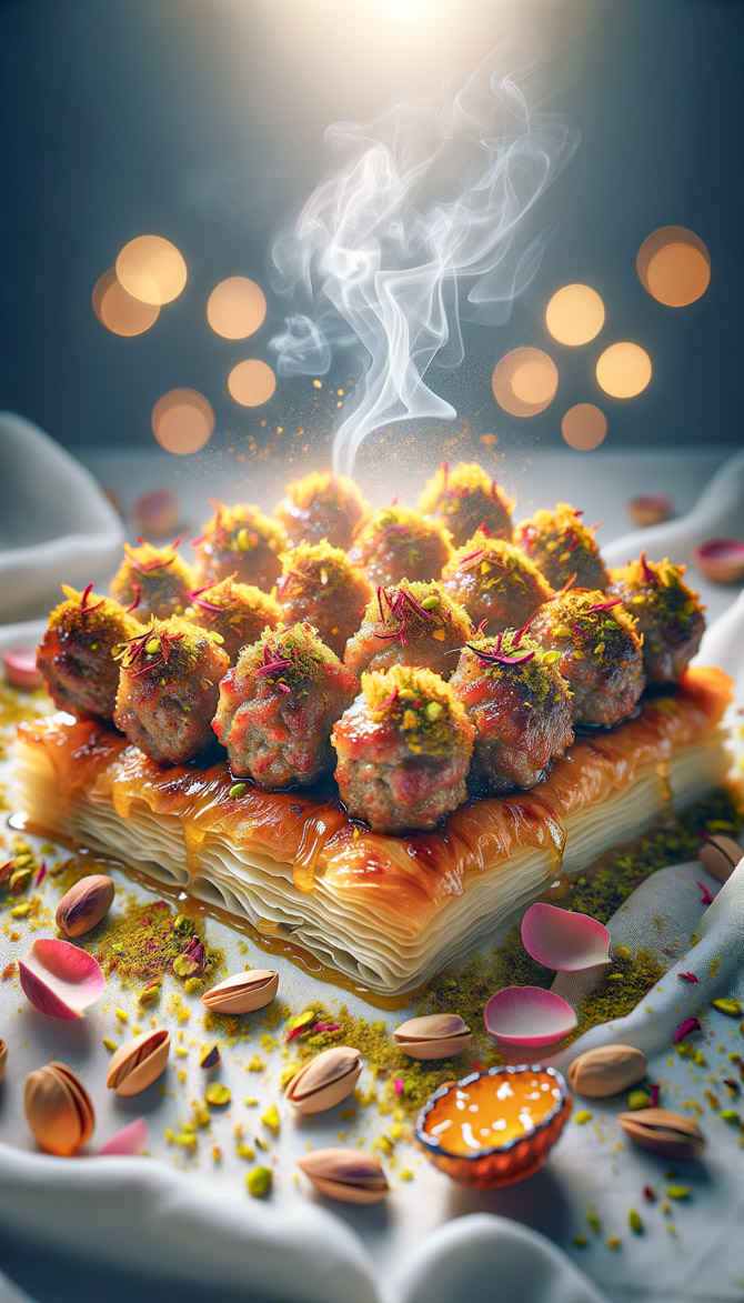 Recipe picture of Saffron Rose Lamb Kebab Baklava