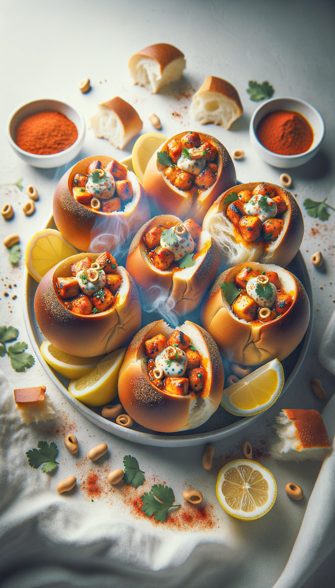 Recipe picture of Spiced Bunny Chow Bites with Peri-Peri Aioli